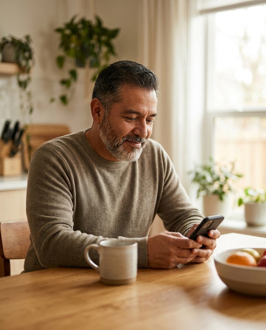 A parent checking their teen's college plan on a laptop at home.